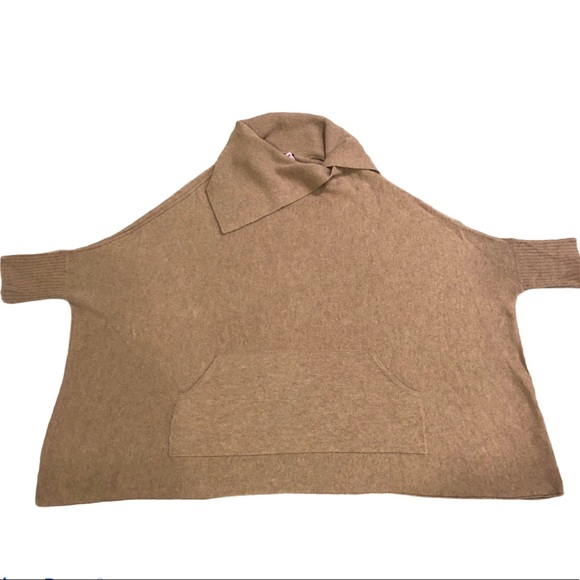 Aqua 100% Cashmere Split Neck Poncho Sweater M - Picture 3 of 5